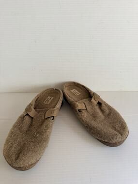 Earth Origins Jenna Clog Slippers Oatmeal Felt Women's Size 8.5m Slip On Casual